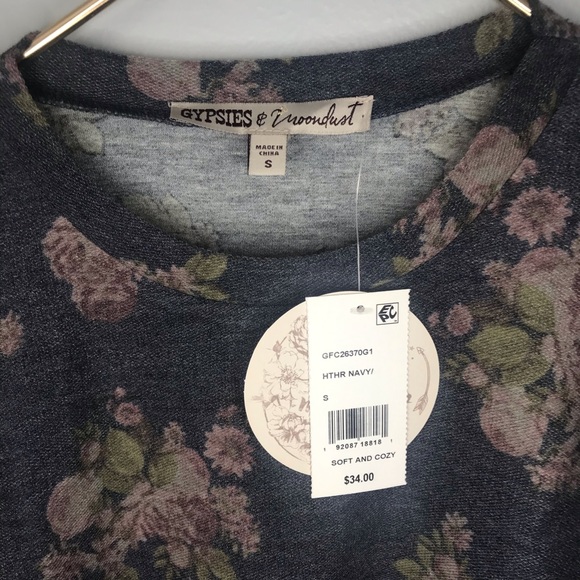 NWT Gypsies & Moondust Floral Puffed Sleeved Top - Picture 7 of 7